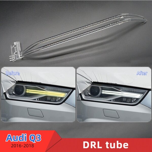 Audi Q3 headlight daytime running light tube strip DRL guide circle 2016-2018