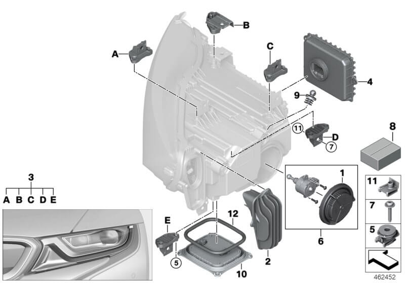 BMW I8 front headlight modules