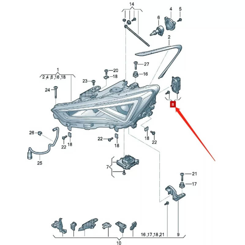 Seat Leon headlight LED DRL daytime running light turn signal module